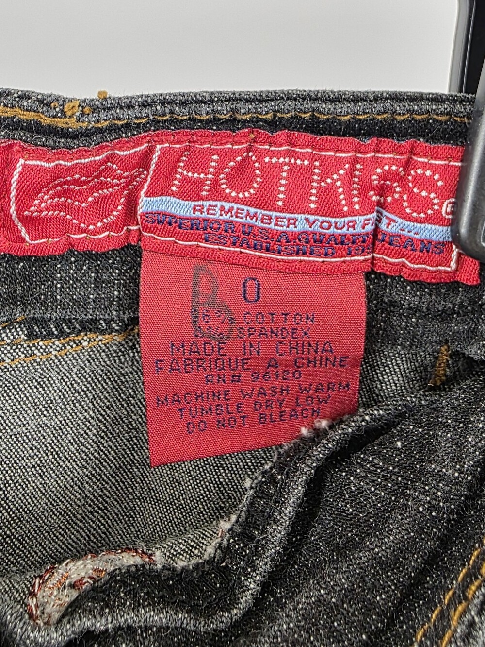 Hot Kiss Vintage Y2K Women's Black Denim Wash Low Rise Back Zipper Jeans 0 - Picture 4 of 5